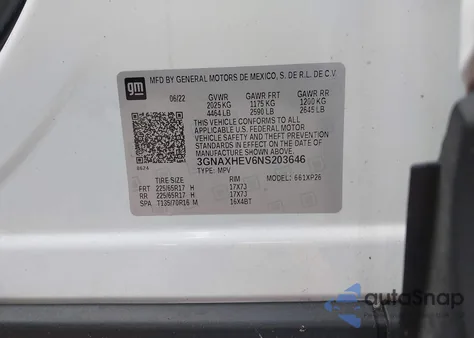 2022 Chevrolet Equinox Fwd Ls from USA, damaged, VIN 3GNAXHEV6NS203646